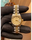 ROLEX LADY DATEJUST REF 69173 HALF 18K 750 YELLOW GOLD CHEESE DIAMOND DIAL 26MM AUTOMATIC YEAR 2000 WATCH