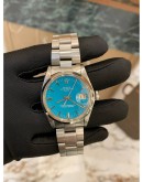 ROLEX OYSTER PERPETUAL DATE 34 REF 1500 CUSTOM TIFFANY BLUE DIAL 34MM AUTOMATIC WATCH