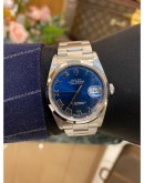 ROLEX OYSTER PERPETUAL DATEJUST 36 REF 16200 BLUE DEEP SEA ROME DIAL 36MM AUTOMATIC YEAR 2005 WATCH