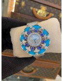 2023 BLVGARI DIVAS DREAM SAPPHIRE TURQUOISE DIAMOND DIAL 39MM QUARTZ FULL WHITE GOLD GLOBAL 50 YEAR WARRANTY FULL SET