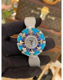 2023 BLVGARI DIVAS DREAM SAPPHIRE TURQUOISE DIAMOND DIAL 39MM QUARTZ FULL WHITE GOLD GLOBAL 50 YEAR WARRANTY FULL SET