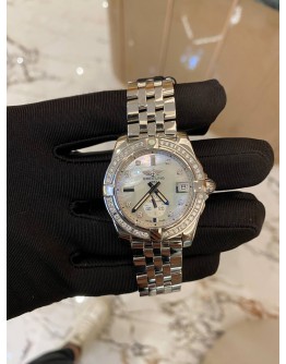 (UNUSED) BREITLING GALACTIC 36 REF A3733053 MOTHER OF PEARL DIAMOND DIAL DIAMOND BEZEL FACTORY 36MM AUTOMATIC YEAR 2018 WATCH -FULL SET-