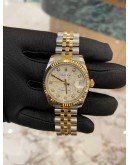 (LIKE NEW) YEAR 2017 ROLEX OYSTER PERPETUAL DATE JUST JUBILEE 18K HALF GOLD DIAMOND DIAL 31MM REF 178273 -FULL SET-