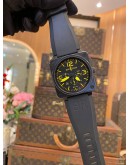 2019 BELL & ROSS BR 01-94 PVD CHRONOGRAPH YELLOW AVIATOR DIAL LIMITED EDITION 500 PIECES WORLDWIDE 46MM AUTOMATIC WATCH -FULL SET- 