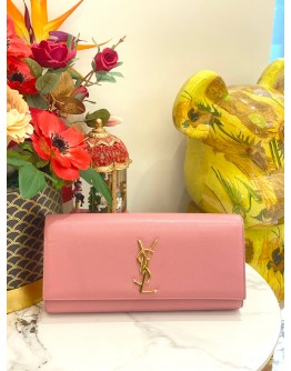 (LIKE NEW) YSL SAINT LAURENT KATE CLUTCH IN PINK GRAINED LEATHER