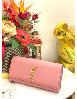 (LIKE NEW) YSL SAINT LAURENT KATE CLUTCH IN PINK GRAINED LEATHER