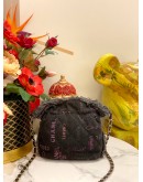 (LIKE NEW) CHANEL DENIM MOOD LOGO PRINTED BUCKET BAG IN BLACK