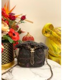 (LIKE NEW) CHANEL DENIM MOOD LOGO PRINTED BUCKET BAG IN BLACK