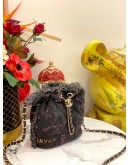 (LIKE NEW) CHANEL DENIM MOOD LOGO PRINTED BUCKET BAG IN BLACK