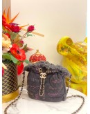 (LIKE NEW) CHANEL DENIM MOOD LOGO PRINTED BUCKET BAG IN BLACK