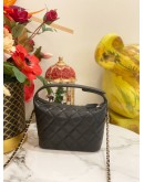 (LIKE NEW) MICROCHIP CHANEL 25 MINI HOBO CHAIN BAG IN BLACK CAVIAR LEATHER -FULL SET-