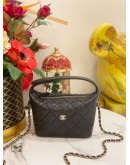 (LIKE NEW) MICROCHIP CHANEL 25 MINI HOBO CHAIN BAG IN BLACK CAVIAR LEATHER -FULL SET-