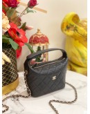 (LIKE NEW) MICROCHIP CHANEL 25 MINI HOBO CHAIN BAG IN BLACK CAVIAR LEATHER -FULL SET-