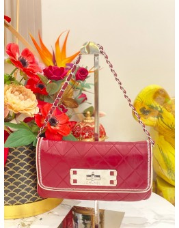 CHANEL 2.55 REISSUE EAST WEST FLAP SHOULDER BAG IN QUILTED LAMBSKIN LEATHER 