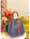 LOUIS VUITTON NEONOE BLUE EPI LEATHER BUCKET BAG WITH RED LEATHER TRIM 