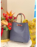 LOUIS VUITTON NEONOE BLUE EPI LEATHER BUCKET BAG WITH RED LEATHER TRIM 