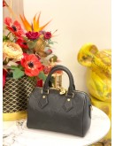(LIKE NEW) MICROCHIP LOUIS VUITTON SPEEDY BANDOULIERE 20 IN BLACK MONOGRAM EMPREINTE LEATHER -FULL SET-