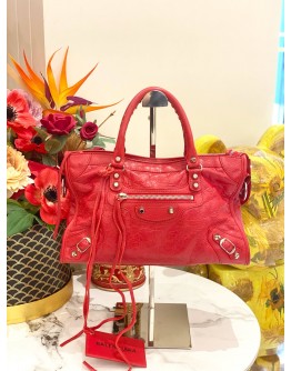 BALENCIAGA CLASSIC CITY SMALL BAG IN RED LEATHER 
