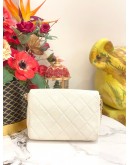 (LIKE NEW) CHANEL CHAIN MELODY FLAP SMALL BAG IN WHITE QUILTED CAVIAR LEATHER- FULL SET-