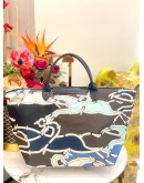 (LIKE NEW) LONGCHAMP LE PLIAGE LARGE SHOULDER BAG IN MULTICOLOURED EQUESTRIAN PRINT
