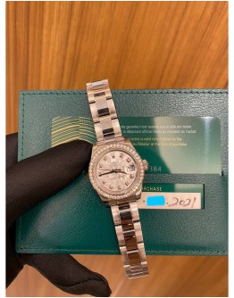 (LIKE NEW) 2021 ROLEX LADY DATEJUST REF 179384 DIAMOND METEORITE DIAL DIAMOND RING BEZEL 26MM AUTOMATIC WATCH -FULL SET-