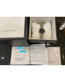 (LIKE NEW) GUCCI G-TIMELESS LADY REF YA126573 BLACK DIAL 29MM QUARTZ YEAR 2017 WATCH -FULL SET-