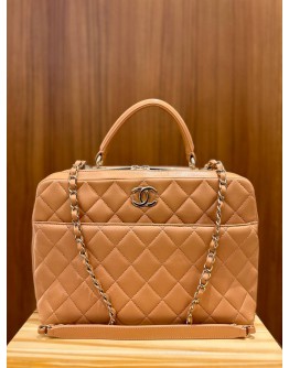 CHANEL TRENDY CC BOWLING BAG IN BEIGE CALFSKIN LEATHER YEAR 2017