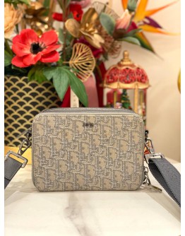 (LIKE NEW) CHRISTIAN DIOR OBLIQUE CANVAS DOUBLE ZIP CROSSBODY POUCH 
