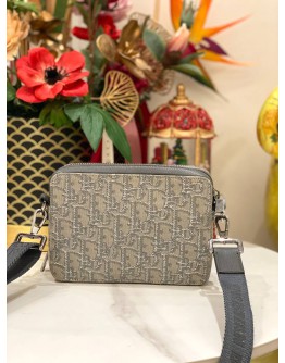 (LIKE NEW) CHRISTIAN DIOR OBLIQUE CANVAS DOUBLE ZIP CROSSBODY POUCH 