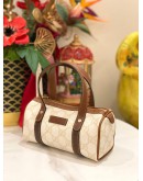(LIKE NEW) GUCCI OPHIDIA GG SUPREME CANVAS / BROWN LEATHER MINI BOSTON BAG