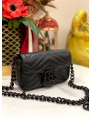 (LIKE NEW) GUCCI BLACK LEATHER GG MARMONT BELT BAG 