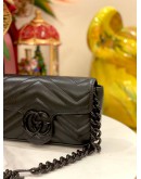 (LIKE NEW) GUCCI BLACK LEATHER GG MARMONT BELT BAG 