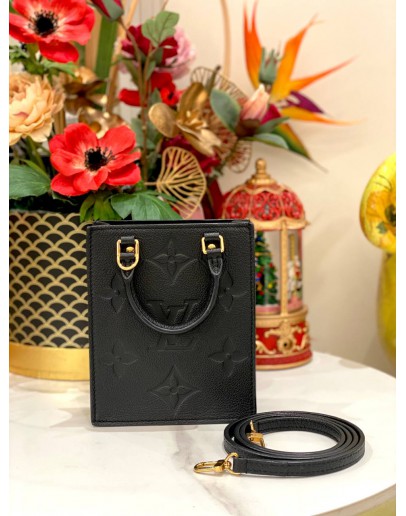 (UNUSED) LOUIS VUITTON PETIT SAC PLAT MONOGRAM EMPREINTE LEATHER BAG -FULL SET-