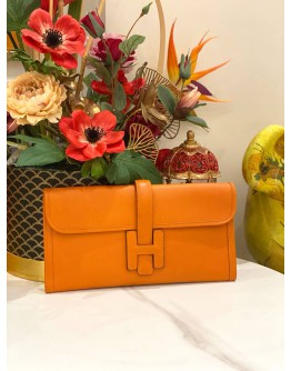 (LIKE NEW) 2013 HERMES JIGE ELAN 29 CLUTCH IN ORANGE H EPSOM LEATHER -FULL SET-