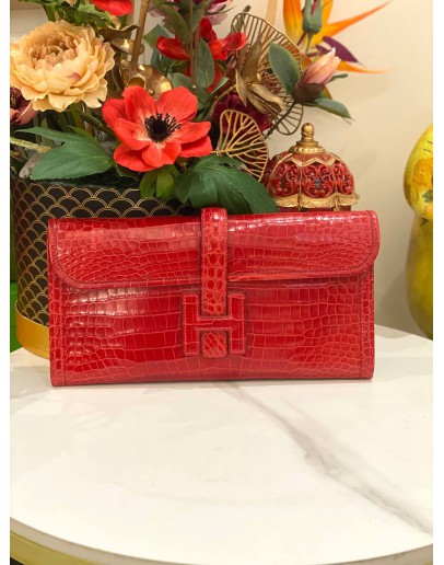 (LIKE NEW) 2013 HERMES JIGE ELAN 29 CLUTCH IN ORANGE H EPSOM LEATHER -FULL SET-