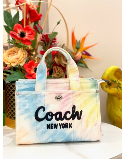 (LIKE NEW) COACH CARGO TOTE BAG 26 WITH RAINBOW TIE DYE PRINT