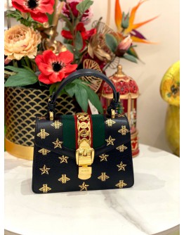(LIKE NEW) GUCCI SYLVIE SMALL BEE AND STAR SHOULDER BAG WITH STRAP