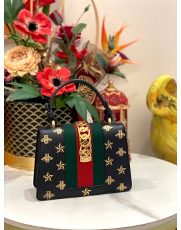 (LIKE NEW) GUCCI SYLVIE SMALL BEE AND STAR SHOULDER BAG WITH STRAP