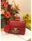 (LIKE NEW) GUCCI RED LEATHER QUEEN MARGARET SHOULDER BAG 