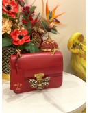 (LIKE NEW) GUCCI RED LEATHER QUEEN MARGARET SHOULDER BAG 