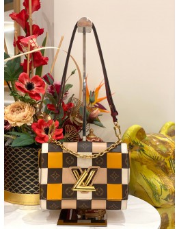 (LIKE NEW) LOUIS VUITTON TWIST MM DAMIER CHECK MONOGRAM LEATHER SHOULDER BAG 