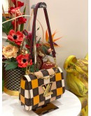 (LIKE NEW) LOUIS VUITTON TWIST MM DAMIER CHECK MONOGRAM LEATHER SHOULDER BAG 