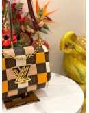 (LIKE NEW) LOUIS VUITTON TWIST MM DAMIER CHECK MONOGRAM LEATHER SHOULDER BAG 