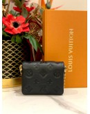 (LIKE NEW) LOUIS VUITTON BLACK LAMBSKIN EMBOSSED MONOGRAM COUSSIN BELT BAG -FULL SET-
