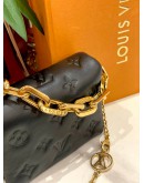 (LIKE NEW) LOUIS VUITTON BLACK LAMBSKIN EMBOSSED MONOGRAM COUSSIN BELT BAG -FULL SET-