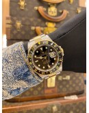 ROLEX GMT-MASTER II HALF 18K 750 YELLOW GOLD REF 16713 BLACK DIAL 40MM AUTOMATIC WATCH