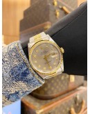 (LIKE NEW) ROLEX DATEJUST 36 HALF 18K 750 YELLOW GOLD JUBILEE REF. 16233 SILVER COMPUTER DIAMOND DIAL 36MM AUTOMATIC WATCH