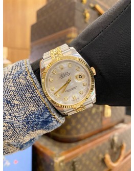 (LIKE NEW) 2005 ROLEX DATEJUST HALF 18K 750 YELLOW GOLD JUBILEE REF. 116233 WHITE MOTHER OF PEARL DIAL 36MM AUTOMATIC WATCH