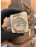 (LIKE NEW) 2005 ROLEX DATEJUST HALF 18K 750 YELLOW GOLD JUBILEE REF. 116233 WHITE MOTHER OF PEARL DIAL 36MM AUTOMATIC WATCH