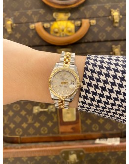 2006 ROLEX LADY DATEJUST HALF 18K 750 YELLOW GOLD JUBILEE REF 179173 SILVER DIAL 26MM AUTOMATIC WATCH -FULL SET-